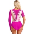 thumbnail image 3 of iiniim Justaucorps de Gymnastique Rythmique pour Femmes Manches Irrégulières Robe de Patinage Artistique Rose Vif L, 3 of 6