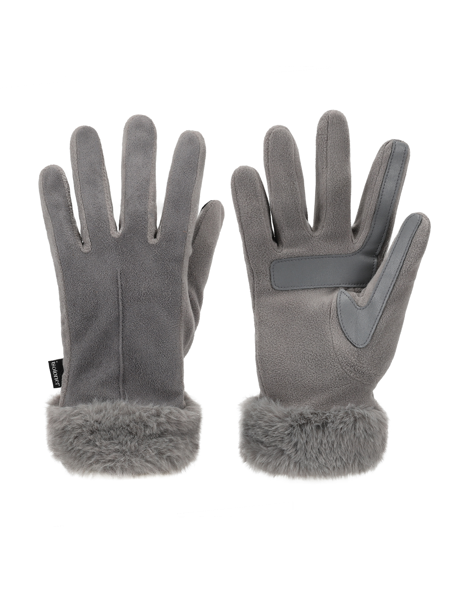 Isotoner Women's Water Reppellent Microsuede Gloves with Faux Fur Cuff