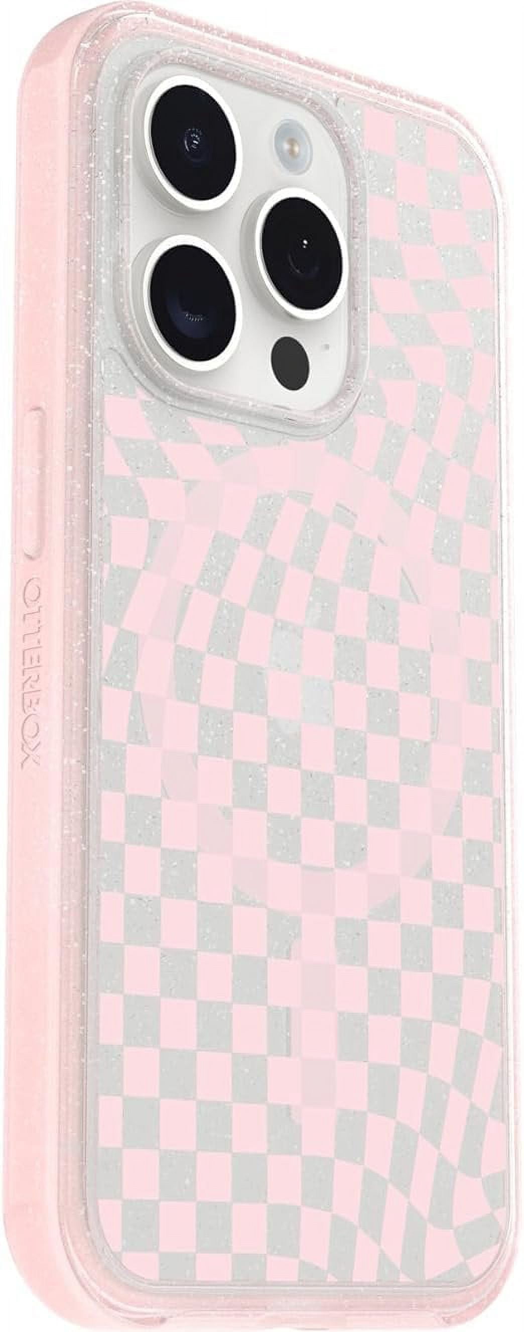 OtterBox iPhone 14 Pro Only - Symmetry Clear Series+ Case - Checkmate Pink - Ultra-Sleek - Snaps to MagSafe - Raised Edges Protect Camera & Screen - Non-Retail Packaging