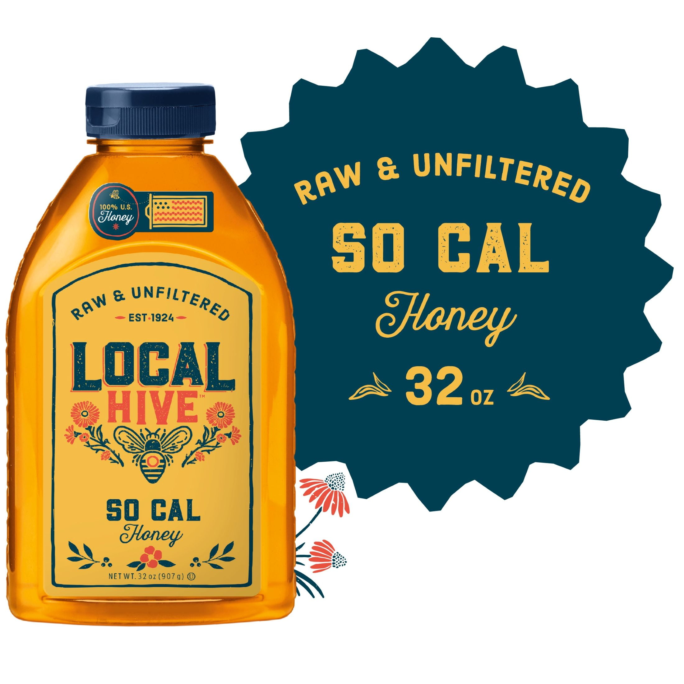 (6 pack) Local Hive, Raw & Unfiltered, So Cal Honey, 32oz Bottle