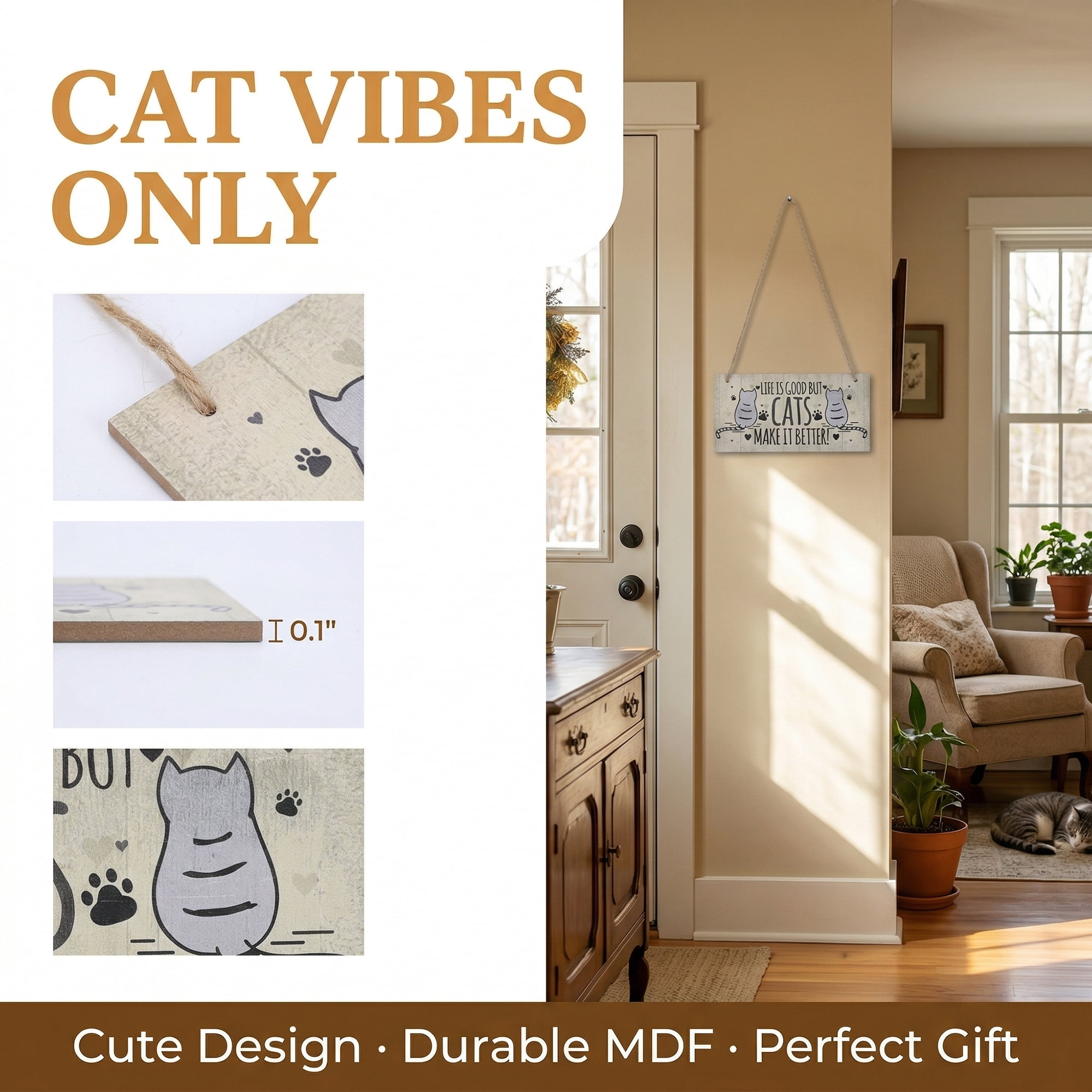Unique Bargains Pet Sign Home Decor Decorative Wall Plaque Style E 3.9in
