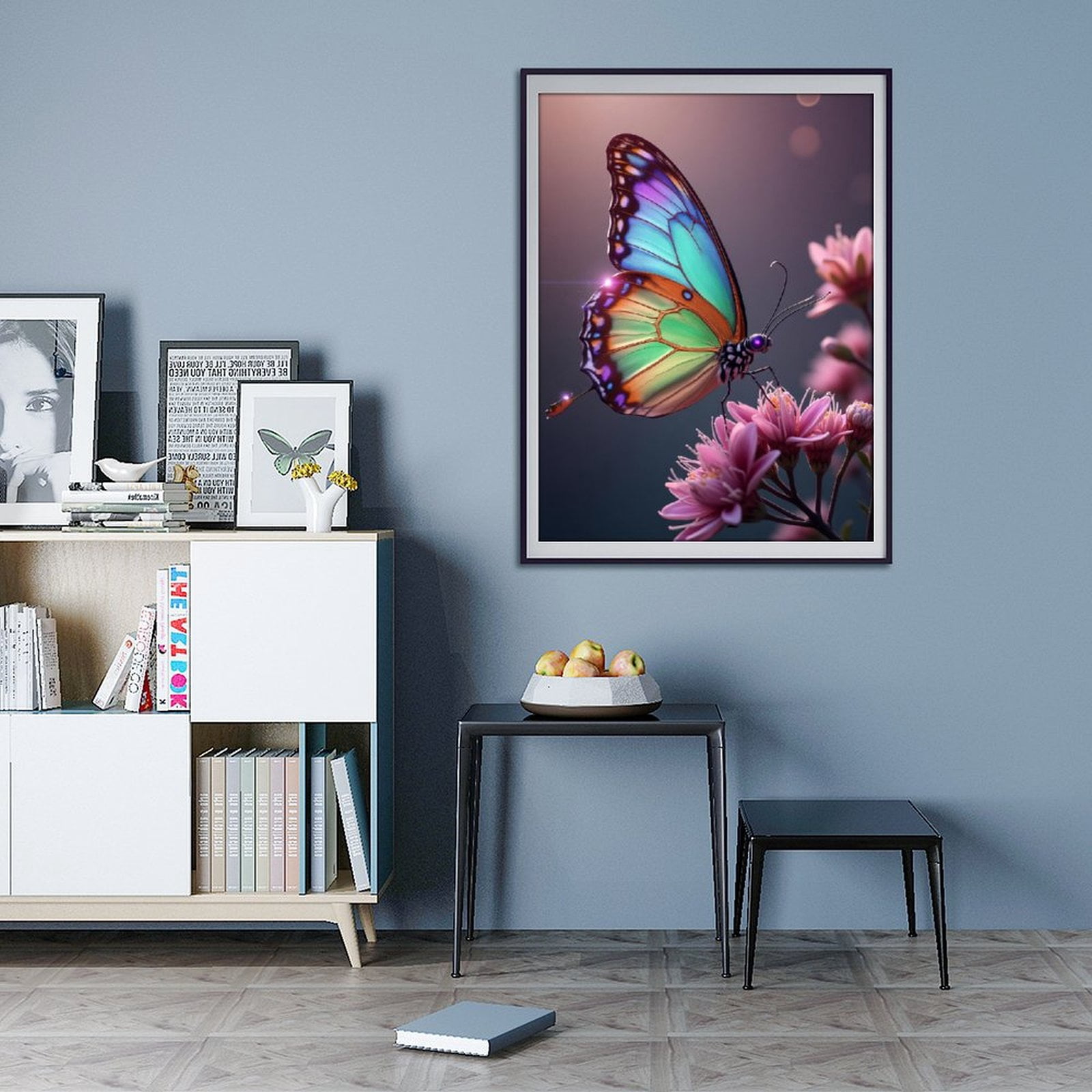 Diamond Art Kits for Adults - Modern Butterfly Bouquet Print No.1086 5D Frameless Dimond Painting Kit for Adults Beginner, Round Diamond Kits for Home Wall Decor, Gift for Women