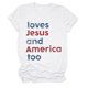 thumbnail image 1 of Camiseta patriótica para mujer del 4 de julio: estampado «Loves America Too», cuello redondo, top informal de verano - S-XXXL, 1 of 3