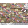 thumbnail image 2 of Soimoi Modal Satin Fabric Fruits,Swim Ring & Goggles Summer Designs Print Sewing Fabric Yard 42 Inch Wide, 2 of 3
