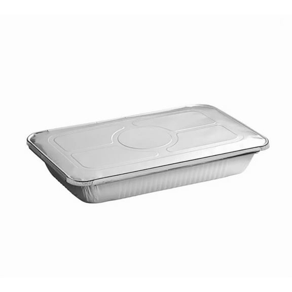 Heavy Duty Full Size Shallow Aluminum Pans with Lids Foil Roasting & Steam Table Pan 21x13 inch Shallow Chafing Trays for Catering Disposable Large Pans for Baking Reheat Bakeware Grilling 10 pack