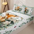 thumbnail image 3 of Castle Fairy Watercolor Floral Fox Raccoon Zipper Queen Comforter Set with Fitted Sheet and 2 Pillowcases,Eucalyptus Butterfly Zipper Bedding Set,Peach Sage White,Reversible,4 Pieces, 3 of 6