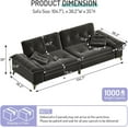 thumbnail image 2 of 104.7'' Oversized Modern Loveseat, Luxury Chenille Couch, Deep Seat Modular Sectional Sofa, Removable Armrests, Tufted Back, Gold Legs, 4-Seater Couches for Living Room, Apartment, Dark Grey, 2 of 9