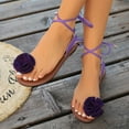 thumbnail image 6 of Xfvqtps Strappy Sandals for Women Flat Toe Ring Flower Decor Lace up Non Slip Beach Summer Sandals Purple, 6 of 8