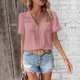 thumbnail image 5 of Xuyuer Lace Patchwork V-Neck Short Sleeve Tee - Women's Solid Color Casual Fashion Top, Affordable and Versatile for Daily Commute, Weekend Gatherings, and Skin-Friendly Comfortable Wear, 5 of 8
