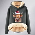 thumbnail image 4 of Women Christmas Outfit Western Christmas Print Women's Hooded Sweatshirt Festive Holiday Girly Cozy Pullover Top Gray M, 4 of 4