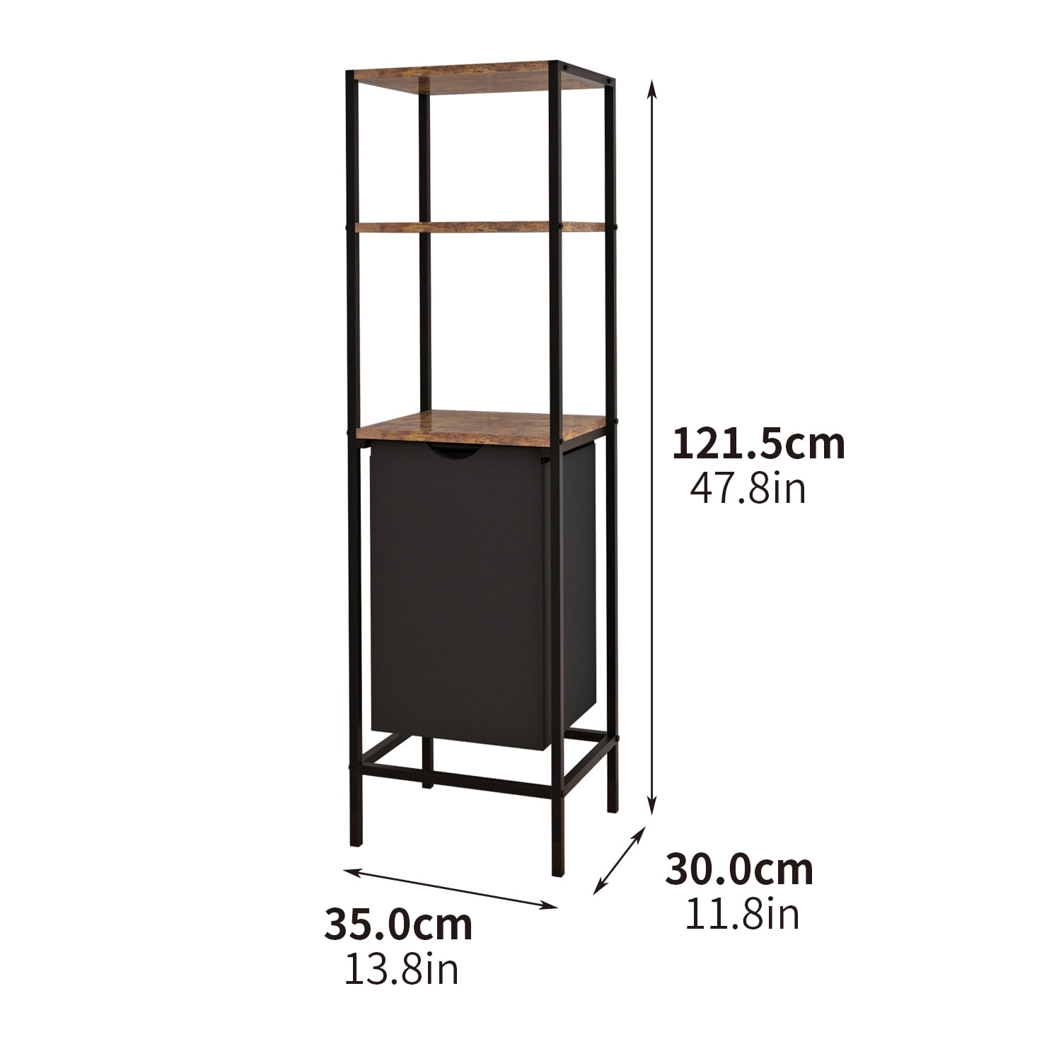 LENLN Laundry Sorter Hamper with 3-Tier Wooden Storage Rack - Pull-Out Removable Bag, Laundry Organizer for Bedroom, Bathroom, Laundry Room