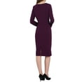 thumbnail image 3 of INSPIRE CHIC Women's Dress Formal Asymmetrical Neck Long Sleeve Midi Stretch Dresses M Dark Purple, 3 of 5