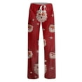 thumbnail image 5 of Women's Drawstring Christmas Printed Casual Pants, Long Trousers with Elastic Waist for Comfortable Wear, Festive Design for Holiday Season,Deep Red,2XL, 5 of 6