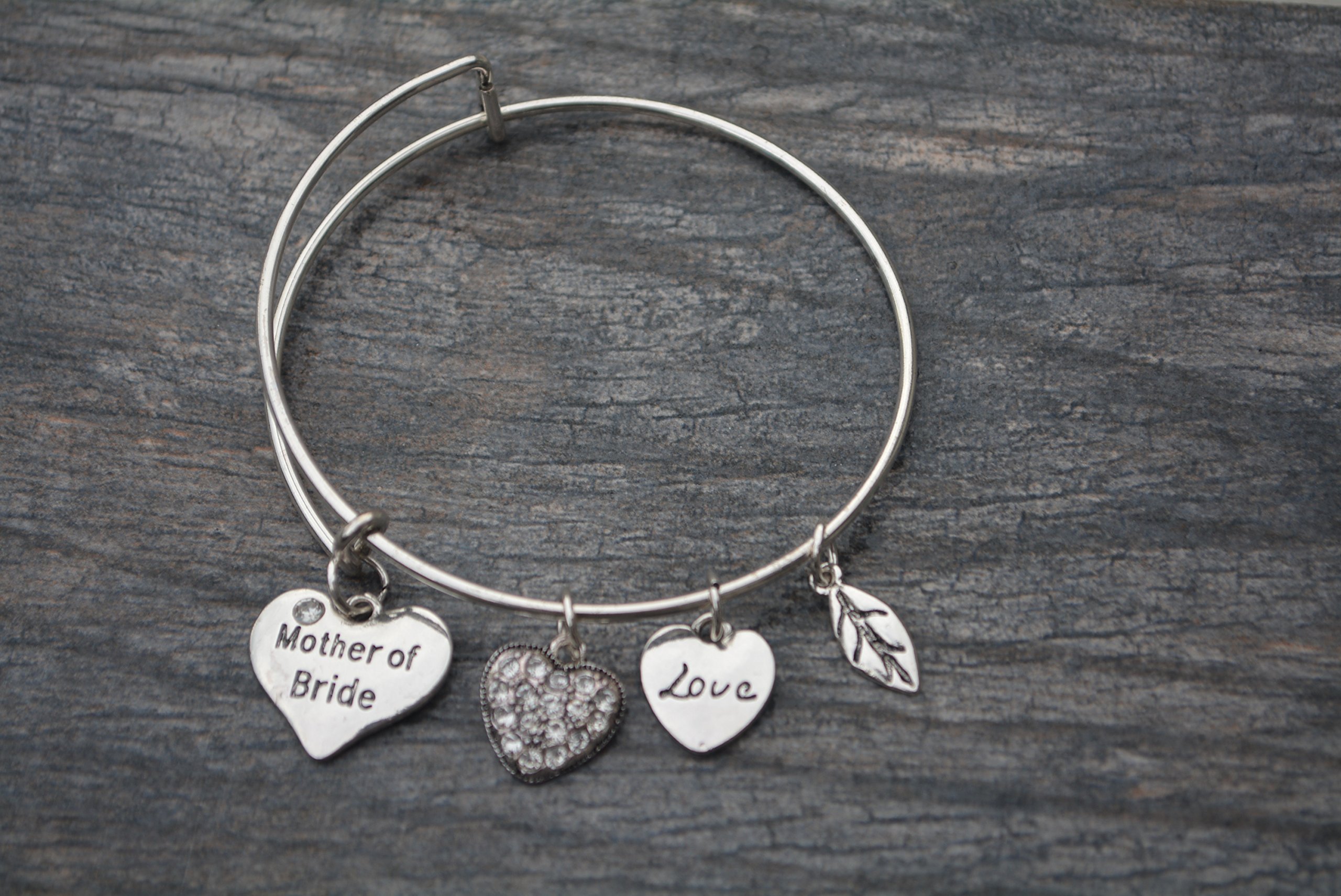 Mother Of The Bride & Groom Bracelet Set - Adjustable Charm Bangle With "Mother" Engraving, Perfect Wedding Gift