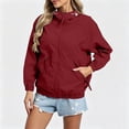 thumbnail image 2 of Plus Size Jackets for Women Hooded Windproof Long Sleeve Solid Color Lightweight Lined Jacket Cozy Zipper Raincoat Outerwear with Pocket, 2 of 10