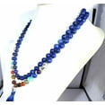 thumbnail image 2 of Natural Beaded Mala Tassel Necklace Blue Lapis Lazuli Round Beads Anniversary Gift Necklace, 2 of 9