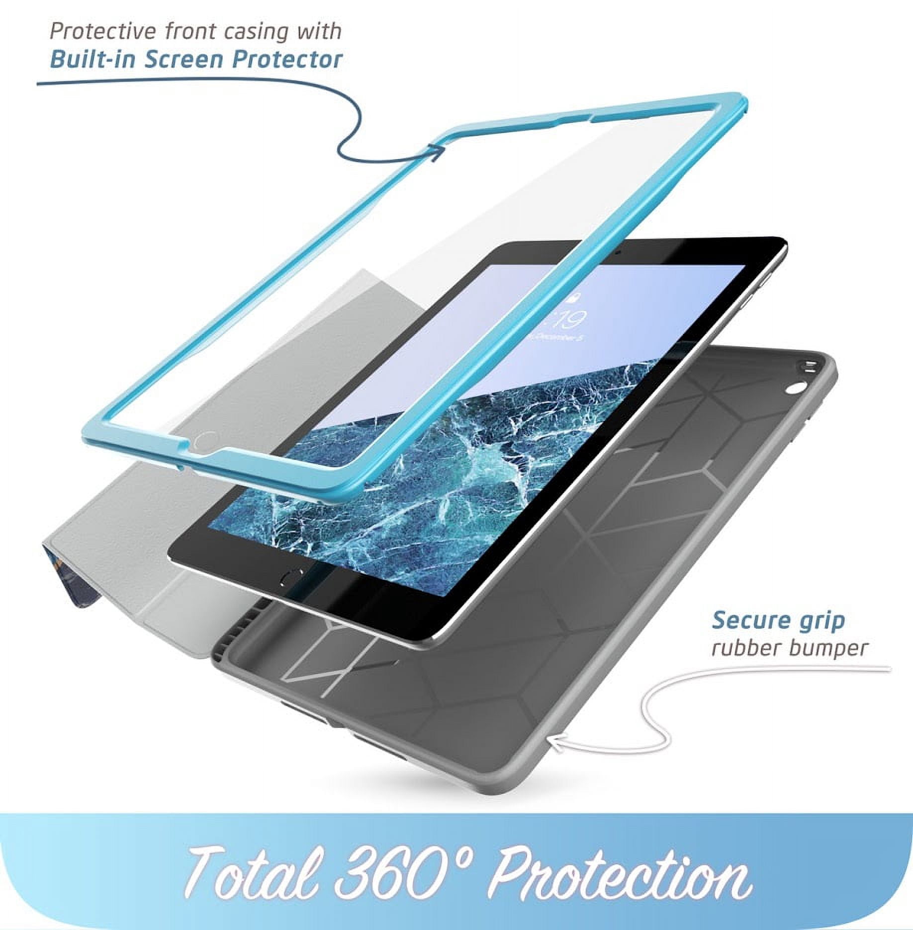New iPad 9.7 Case 2018/2017, [Built-in Screen Protector] i-Blason [Cosmo] Full-Body Trifold Stand Protective Case Cover with Auto Sleep/Wake & Apple Pencil Holder for Apple iPad 9.7 Inch (Blue)