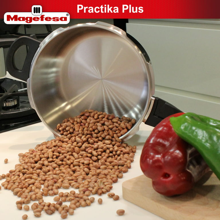 Magefesa® Practika Plus Super Fast olla a presión, 6.3 cuartos de galón,  18/10 de acero inoxidable, inducción adecuada, excelente distribución del  calor, 5-capa encapsulado difusor de calor parte : Hogar y Cocina 