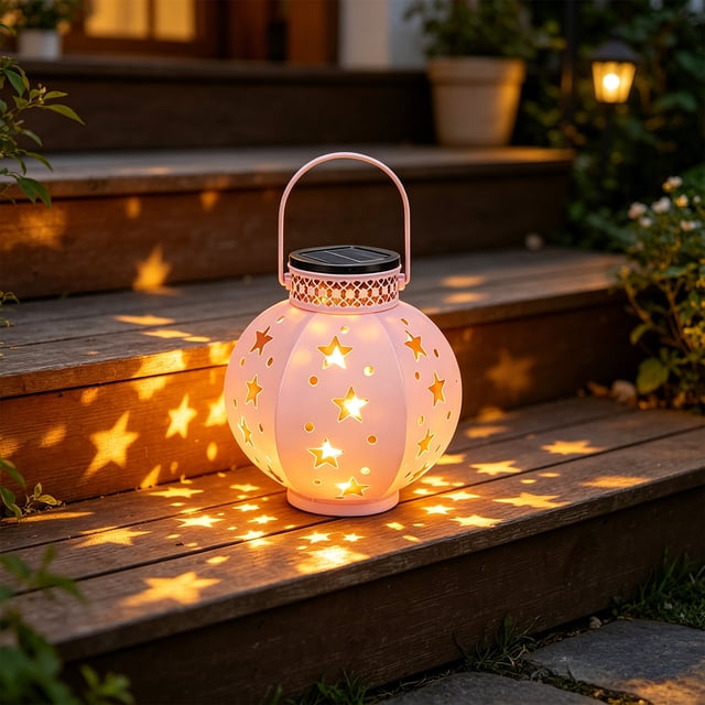 Solar Openwork Devise Waterproof Star Projection Lamp For Outdoor Use Garden Decoration Metal Hanging Solar Light For Backyards Patios Meadow Paths And Land