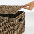 thumbnail image 5 of mDesign Woven Water Hyacinth Storage Basket, Lid/Handles, Set of 3 - Dark Brown, 5 of 8