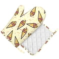thumbnail image 1 of DouZhe Oven Mitts and Pot Holders Sets, Sweet Doodle Dessert Pattern Prints Non-Slip Heat Resistant Kitchen Oven Silicone Glove, 1 of 7