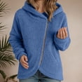 thumbnail image 2 of DHFJKG Womens Fuzzy Zip Up Asymmetrical Hoodie Jacket Irregular Hem Solid Color Long Sleeve Casual Hooded Coat For Fall Winter Versatile Outerwear, 2 of 5