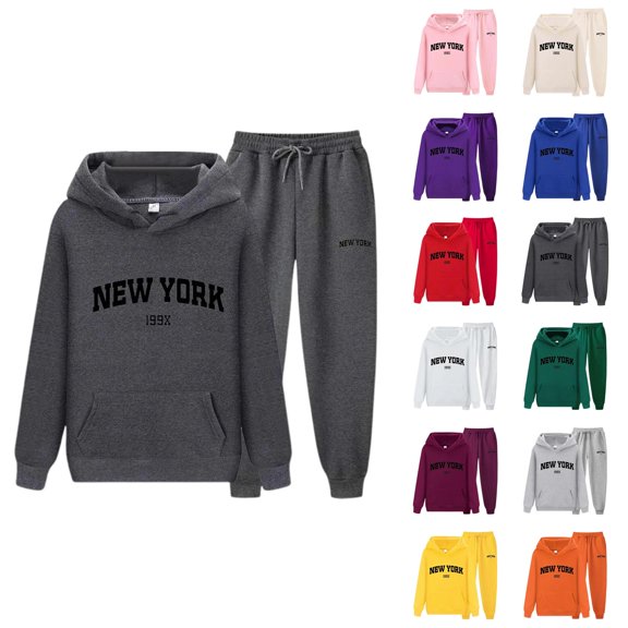 New York Hoodie and Sweatpants Set 2026 Trendy Hoodie and Joggers Matching Set Lounge Sets