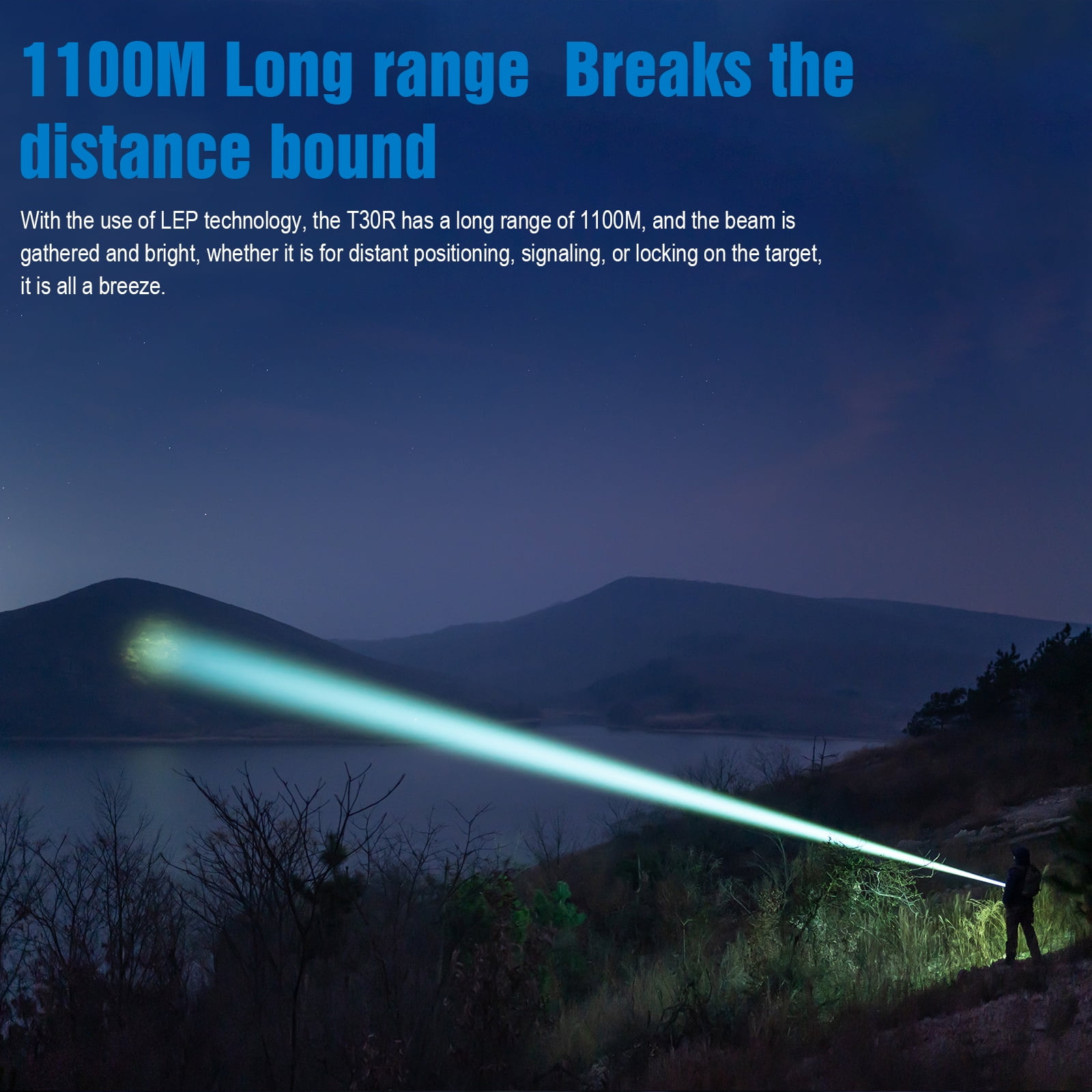 TrustFire T30R Lep Flashlight 460 Lumens Light,USB Rechargeable Tactical Flashlight LED Torch,1100m Long Focus IP68 Waterproof for Hunting Outdoor Sports