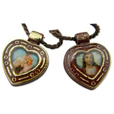 Scapular Mount Carmel Our Lady Mount Carmel and Sacred Heart of Jesus Christ Heart Scapular Medal, 5/8 Inch ()