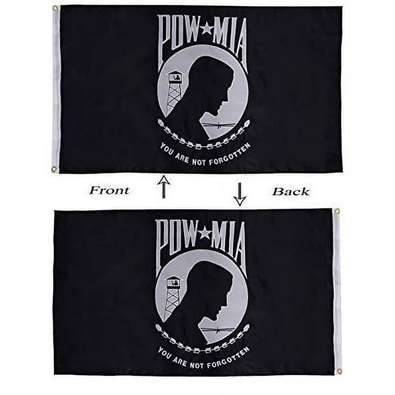 Mia Flags 3x5 Outdoor Double Sided POW MIA Flag You are Not Forgotten Embroidered US Flags - 250D Nylon Oxford Indoor Military POW Flags for Patio Lawn Garden Decor