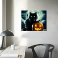 thumbnail image 4 of JRXY Halloween Black Cat Canvas Wall Art Print Cute Cat Theme for Home Office Decor 20x16in, 4 of 6