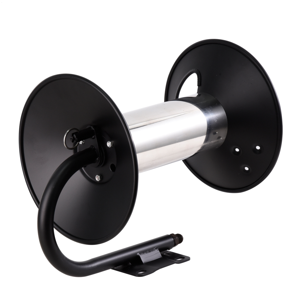 Xianers Pressure Washer Hose Reel, Heavy Duty Stainless Steel 100ft Hose Reel with 3ft Jumper Hose, Metal Hand Crank Air Compressor Stainless Steel Outdoor Hose Reel for Power Washer, 4000 PSI
