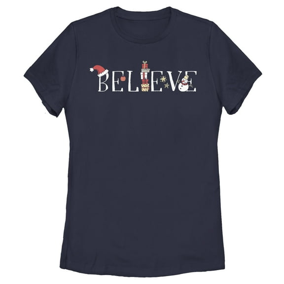 Women's Lost Gods Christmas Believe Graphic T-Shirt