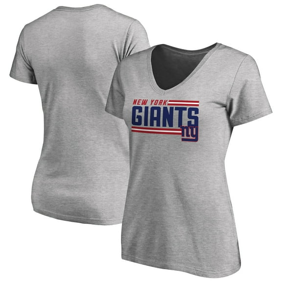 Women's Heather Gray New York Giants Iconic Collection On Side Stripe V-Neck T-Shirt