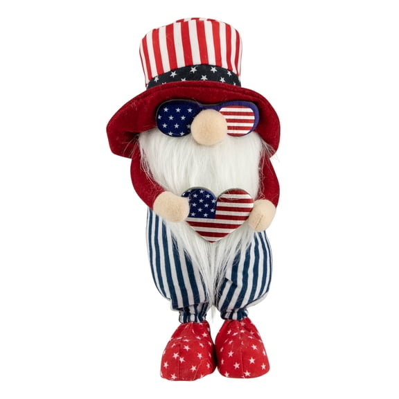Northlight Patriotic Gnome with American Flag Heart - 12.25"