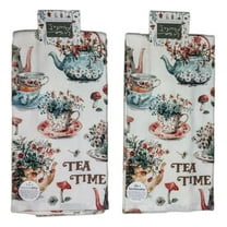 Set of 2 CottageCore TEA TIME Terry Kitchen Towels by Kay Dee Designs