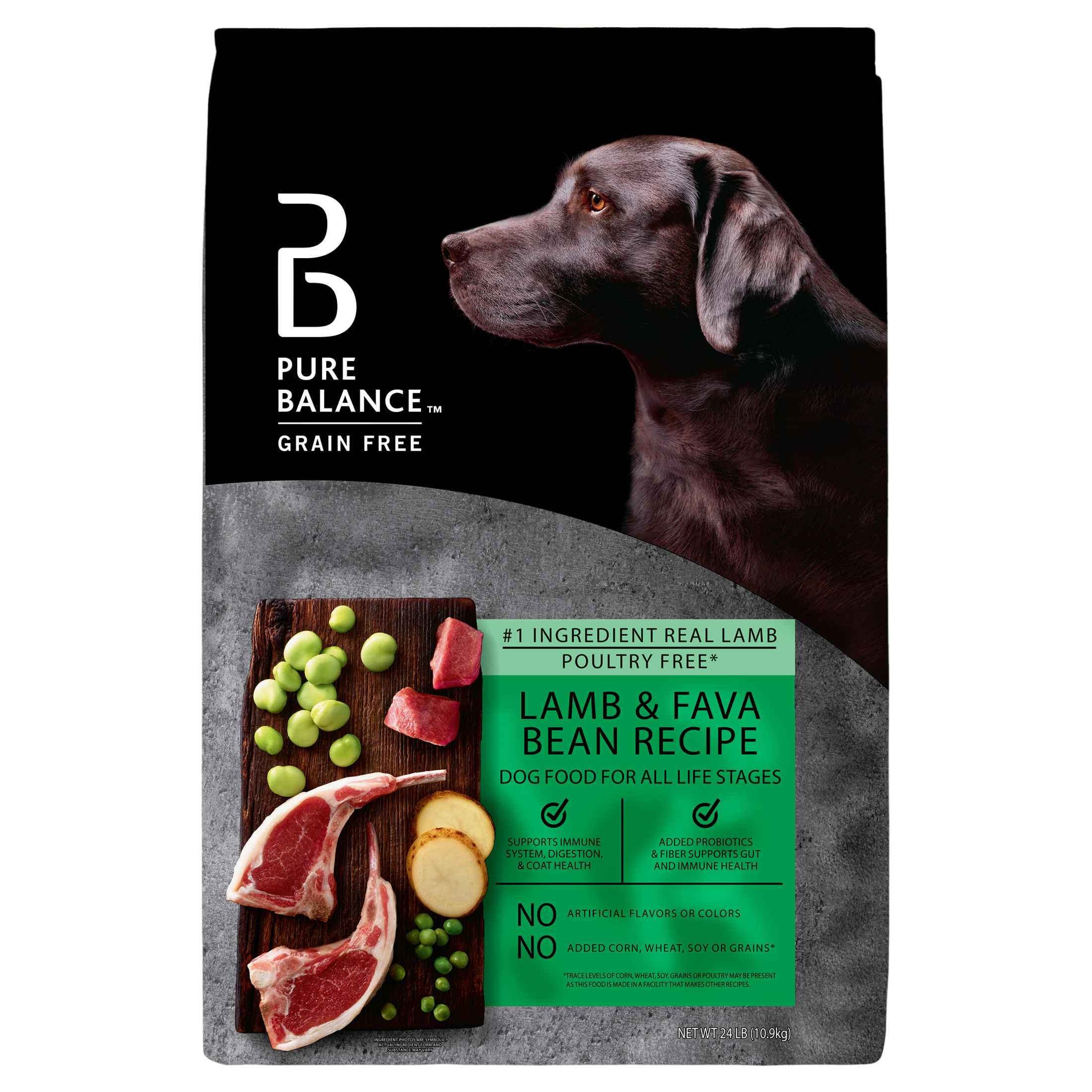 Pure Balance Grain-Free & Poultry-Free Lamb & Fava Bean Recipe Dry Dog Food, 24 lbs
