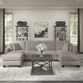 thumbnail image 2 of Stockton 131W Sectional Couch with Double Chaise Lounge in Beige Fabric, 2 of 11