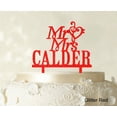 thumbnail image 1 of Mr & Mrs Wedding Cake Topper Personalized Glitter Red Cake Topper Color Option Available 5-7 Inches Wide, 1 of 1