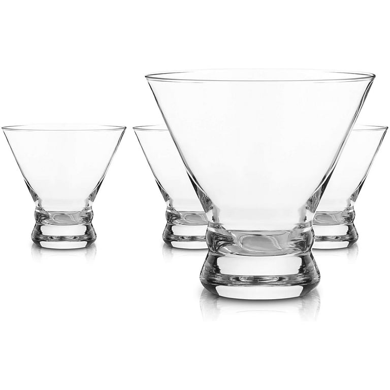 TAG Store Luxe Martini Glasses - Set of 4 Handblown Crystal Cocktail  Glasses with Bar Spoon
