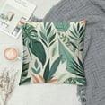 thumbnail image 2 of COMIO Summer Palm Leaf Pillow Covers, Coral Tropical Leaf Decorative Outdoor Throw Pillow Covers Green Blue Botanical Farmhouse Cushion Case Square Decor for Home Couch Sofa White, 2 of 5