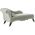 thumbnail image 3 of Safavieh Caiden Retro Chic Velvet Wood Chaise with Pillow, Indoor, Grey Velvet, 3 of 7