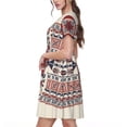 thumbnail image 2 of Picia Fashion Tatreez1 Pattern Women's Short Sleeve Summer Dress Pleated Loose Swing Knee Length Short Sleeve Swing Dresses, 2 of 6