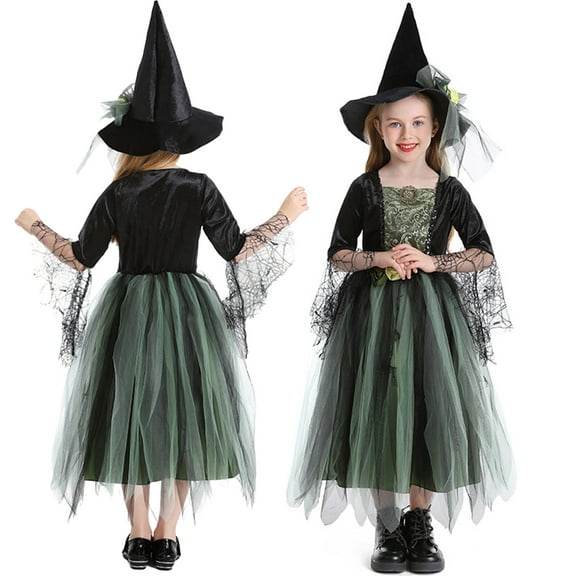 Kids Witch Outfit Tulle Dress Halloween Cosplay Black Tulle Dress Halloween Outfits Kids 5-6 Years Halloween Outfit Dress Up