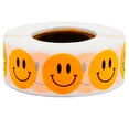 thumbnail image 1 of Fluorescent Orange Happy Face Stickers | 0.75" Inch Round | 500 Pack, 1 of 2