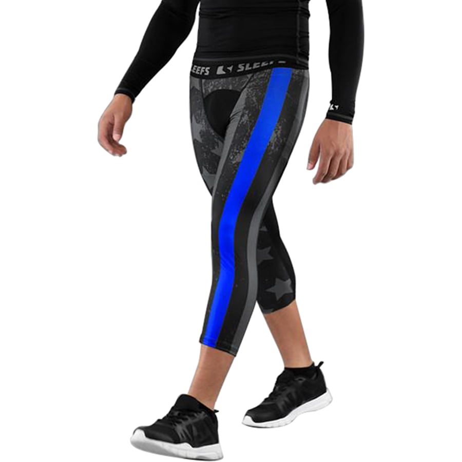 thin blue line workout leggings