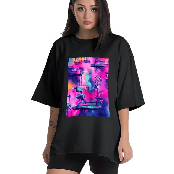 Plus Size Shirt for Women Black Tops for Women Short Sleeves Shirt for Women Neon T Shirt Crewneck Shirt for Women XS