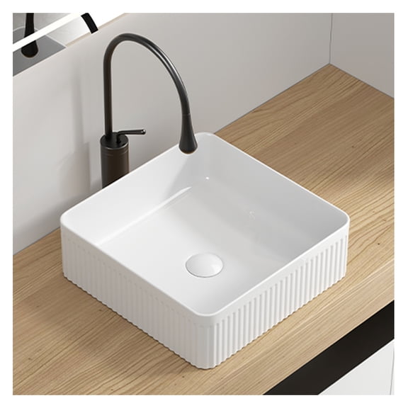Vessel Sink Rectangle Bathroom Sink Rectangular White Vessel Sink 15" x 15" Porcelain Ceramic Vessel Vanity Sink Art Basin