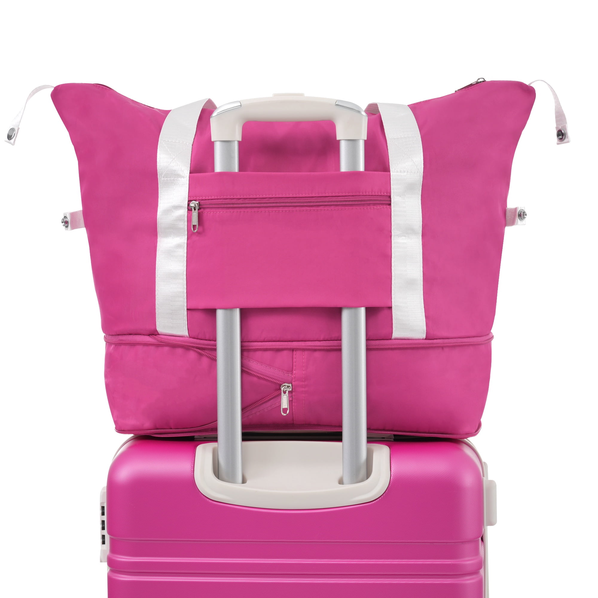 SESSLIFE 3 Piece Luggage Set, 28 in Lightweight Carry on Luggage with Bags, Hardshell Expandable Suitcase with Spinner Wheel and TSA Lock, Vintage Suitcase Set for Travel, Pink