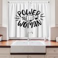 thumbnail image 2 of Ambesonne Feminist Kitchen Curtains, Power Woman Fist Shape, 55"x39", Black and White, 2 of 3
